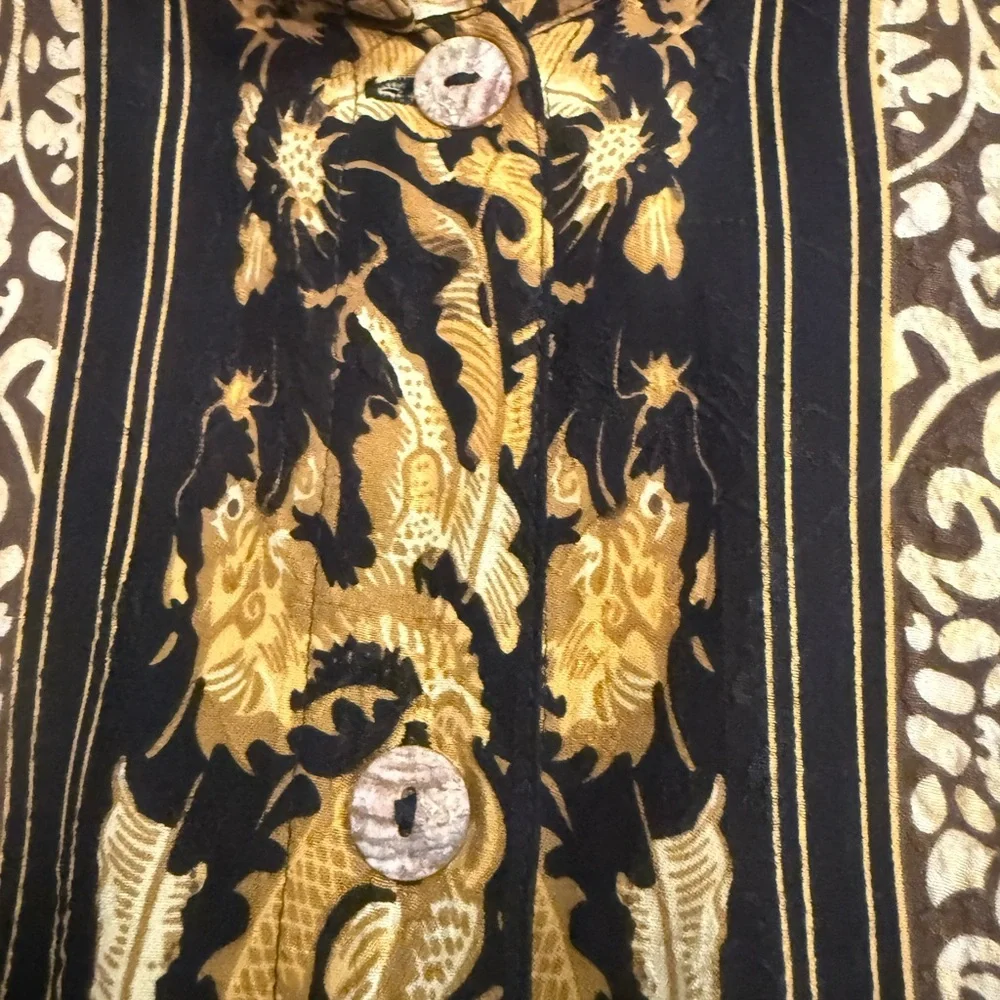 Citron Gold & Black Baroque Print Blouse - Picture 4 of 5